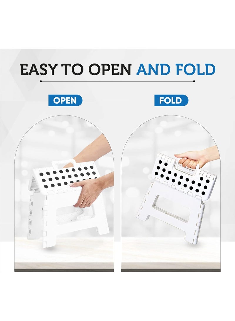 Bathroom Stool -All Purpose Strong Folding Step Stool Collapsible HEAVY-DUTY Plastic Stepping Stool For Kitchen Home Office Adults Bathroom Stool For Adults, Withstands Up to 300 LB With Handle - Image 5